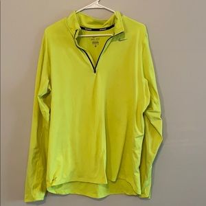 Nike dri-fit neon yellow running quarter zip